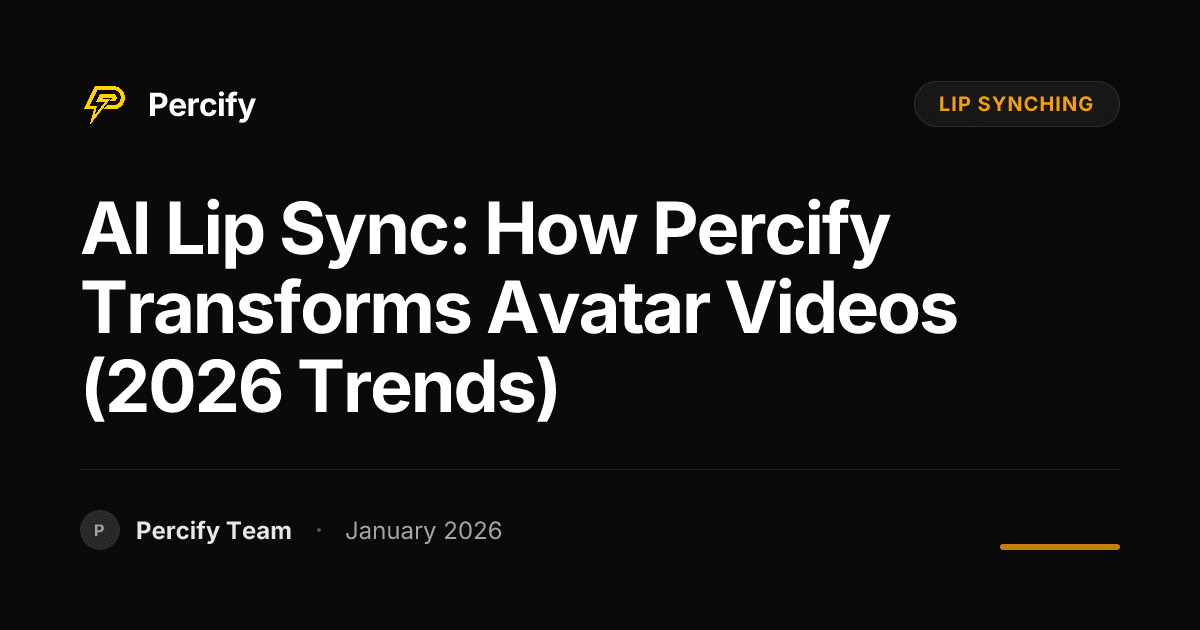 AI Lip Sync: How Percify Transforms Avatar Videos (2026 Trends) - Percify AI Avatar Blog Cover