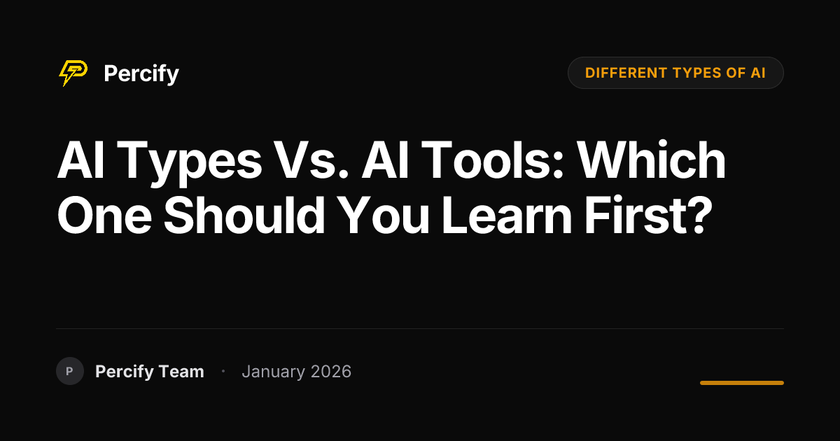 AI Types vs. AI Tools: Which One Should You Learn First? - Percify AI Avatar Blog Cover