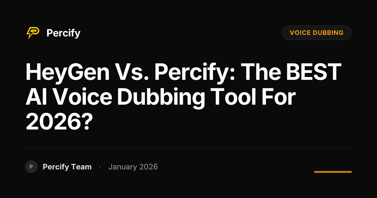 HeyGen vs. Percify: The BEST AI Voice Dubbing Tool for 2026? - Percify AI Avatar Blog Cover