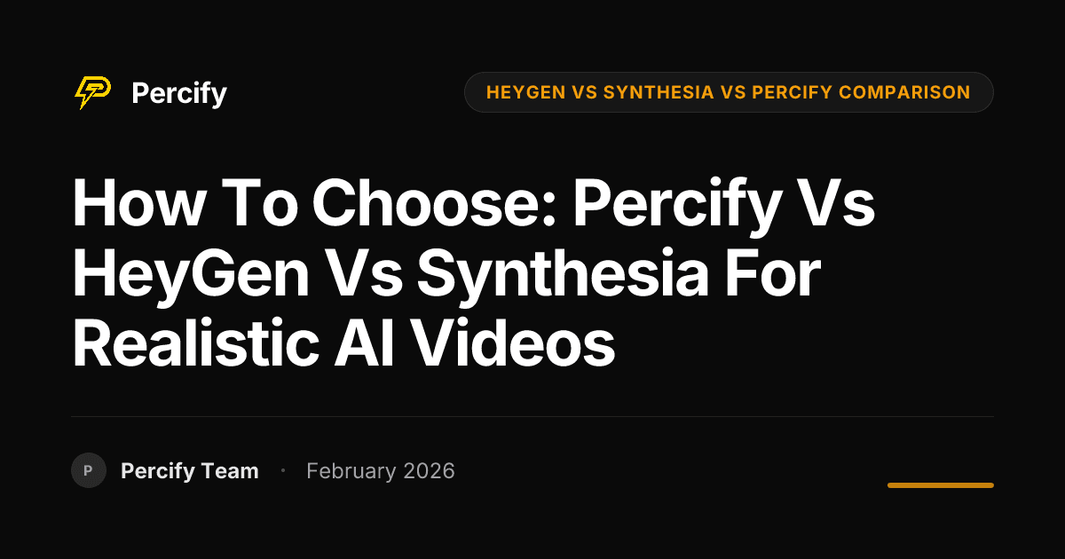 How To Choose: Percify vs HeyGen vs Synthesia for Realistic AI Videos - Percify AI Avatar Blog Cover