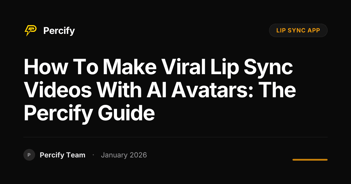 How to Make Viral Lip Sync Videos with AI Avatars: The Percify Guide - Percify AI Avatar Blog Cover