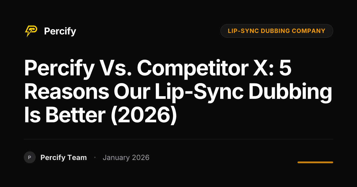 Percify vs. Competitor X: 5 Reasons Our Lip-Sync Dubbing Is Better (2026) - Percify AI Avatar Blog Cover