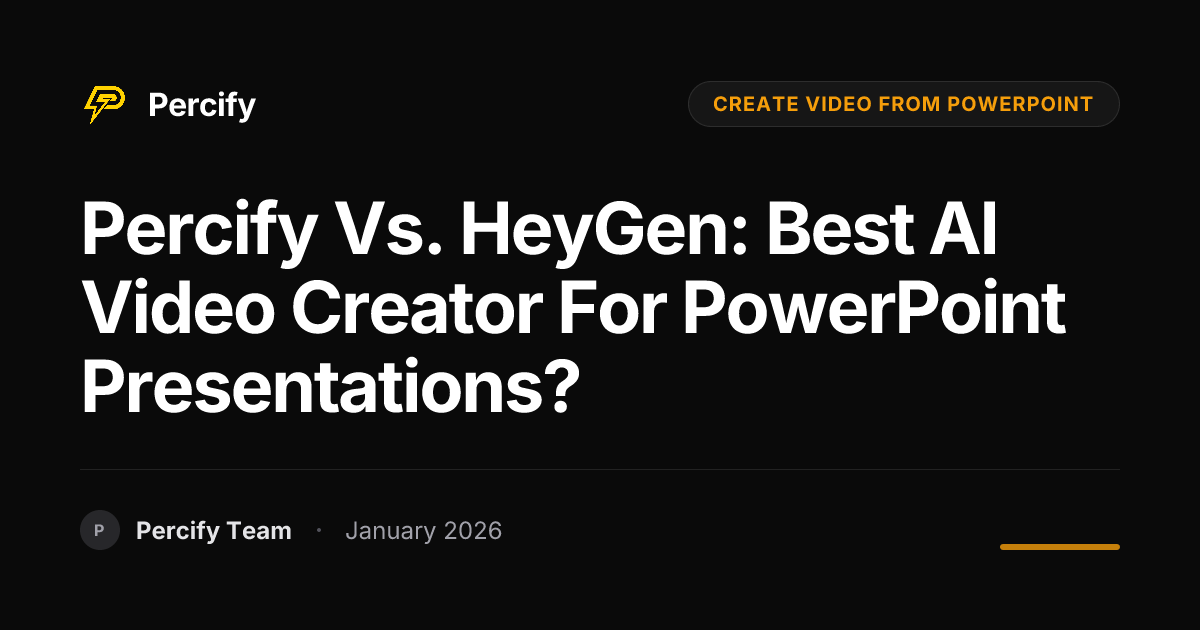 Percify vs. HeyGen: Best AI Video Creator for PowerPoint Presentations? - Percify AI Avatar Blog Cover