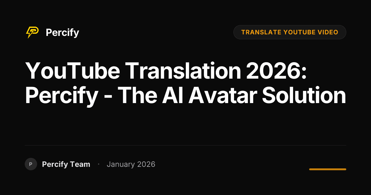 YouTube Translation 2026: Percify - The AI Avatar Solution - Percify AI Avatar Blog Cover