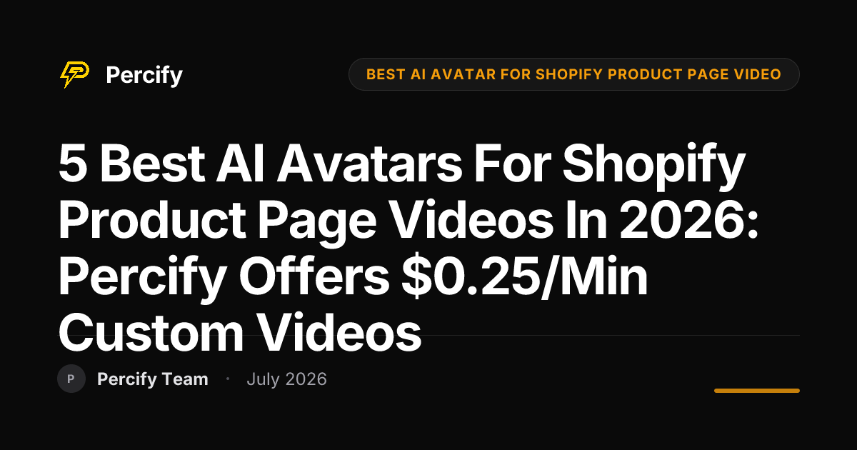 5 Best AI Avatars for Shopify Product Page Videos in 2026: Percify Offers $0.25/min Custom Videos - Percify AI Avatar Blog Cover