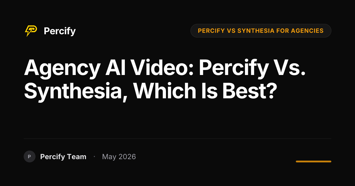 Agency AI Video: Percify vs. Synthesia, Which is Best? - Percify AI Avatar Blog Cover