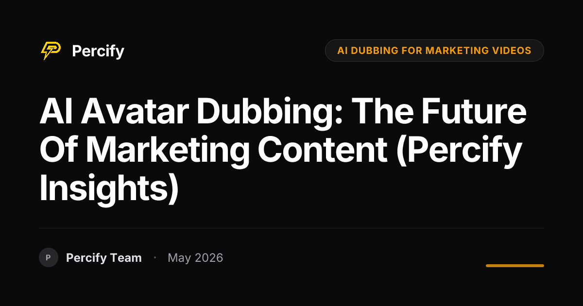 AI Avatar Dubbing: The Future of Marketing Content (Percify Insights) - Percify AI Avatar Blog Cover