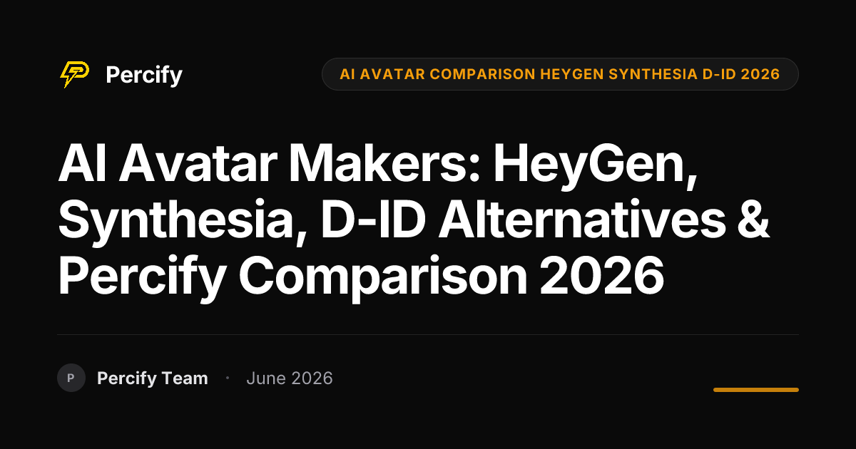 AI Avatar Makers: HeyGen, Synthesia, D-ID Alternatives & Percify Comparison 2026 - Percify AI Avatar Blog Cover