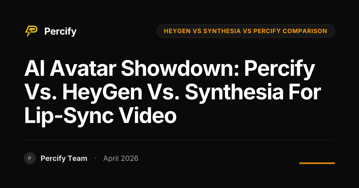 AI Avatar Showdown: Percify vs. HeyGen vs. Synthesia for Lip-Sync Video - Percify AI Avatar Blog Cover