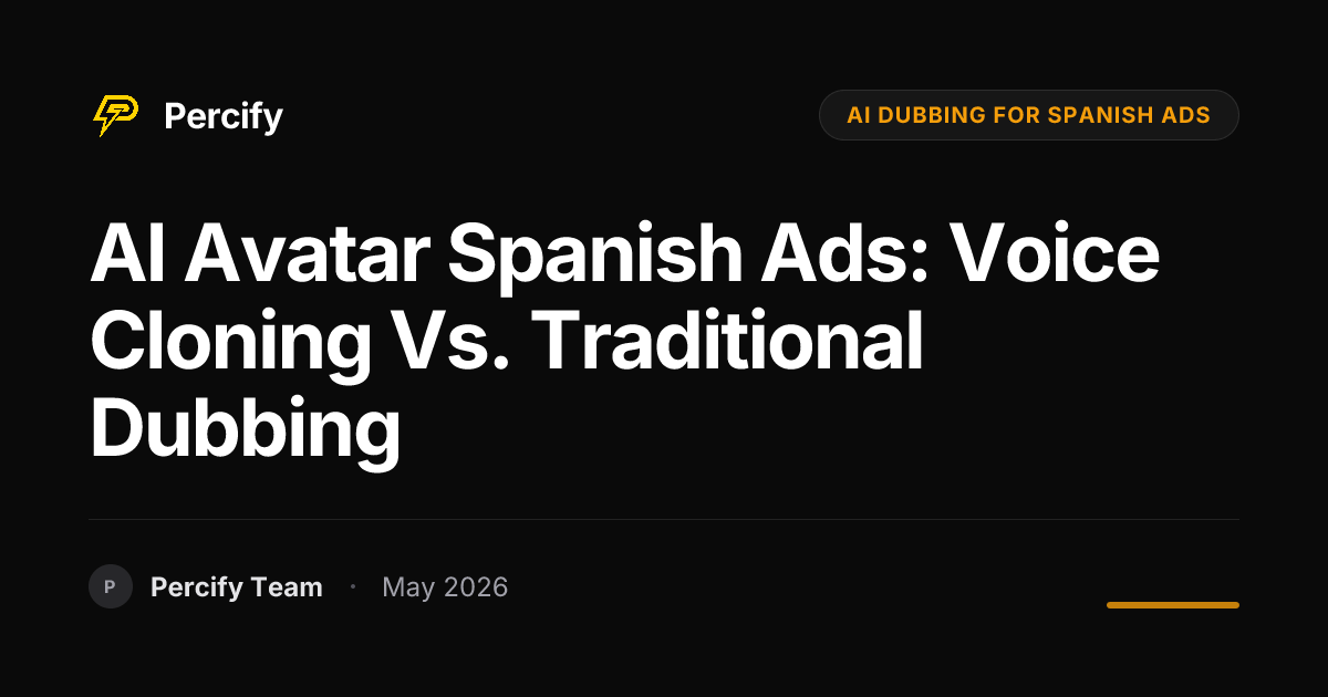 AI Avatar Spanish Ads: Voice Cloning vs. Traditional Dubbing - Percify AI Avatar Blog Cover