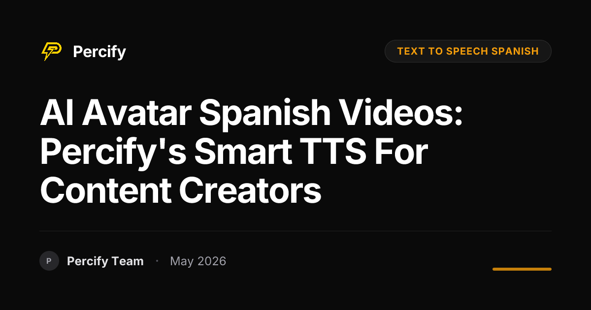 AI Avatar Spanish Videos: Percify's Smart TTS for Content Creators - Percify AI Avatar Blog Cover