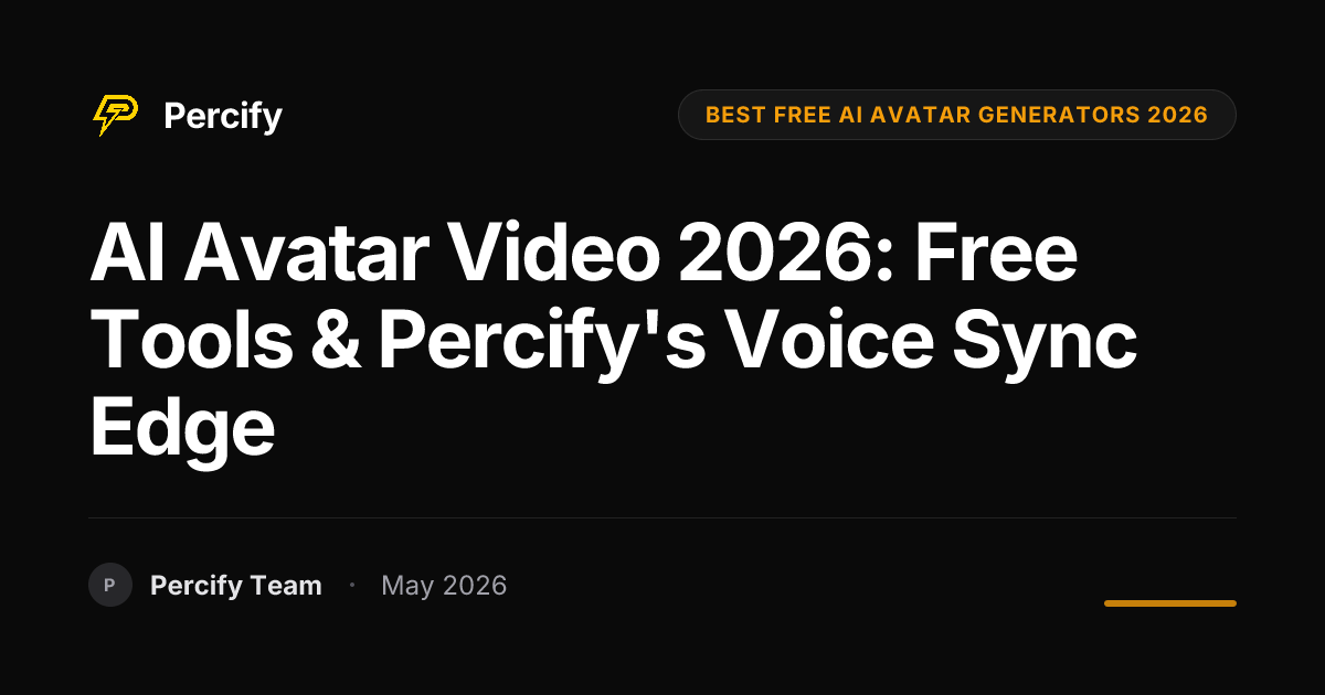 AI Avatar Video 2026: Free Tools & Percify's Voice Sync Edge - Percify AI Avatar Blog Cover