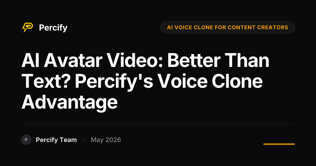 AI Avatar Video: Better Than Text? Percify's Voice Clone Advantage - Percify AI Avatar Blog Cover