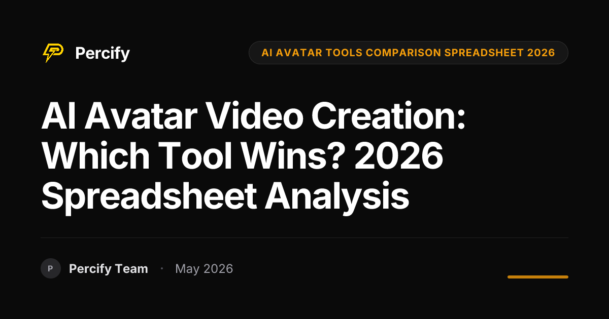 AI Avatar Video Creation: Which Tool Wins? 2026 Spreadsheet Analysis - Percify AI Avatar Blog Cover