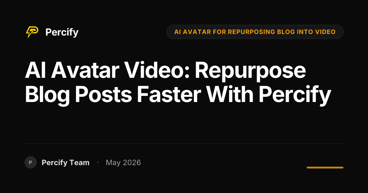 AI Avatar Video: Repurpose Blog Posts Faster with Percify - Percify AI Avatar Blog Cover