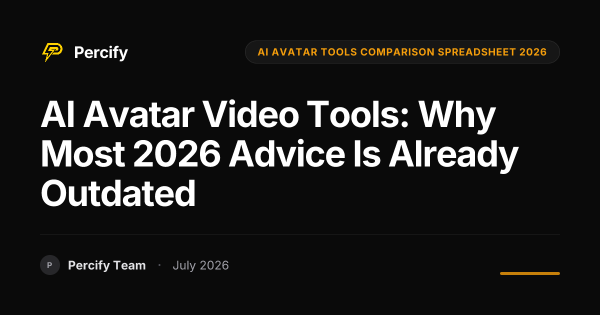 AI Avatar Video Tools: Why Most 2026 Advice is Already Outdated - Percify AI Avatar Blog Cover