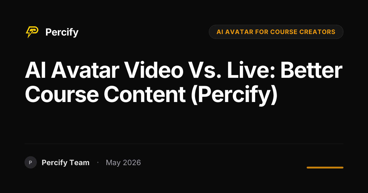 AI Avatar Video vs. Live: Better Course Content (Percify) - Percify AI Avatar Blog Cover