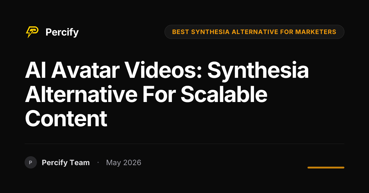 AI Avatar Videos: Synthesia Alternative for Scalable Content - Percify AI Avatar Blog Cover