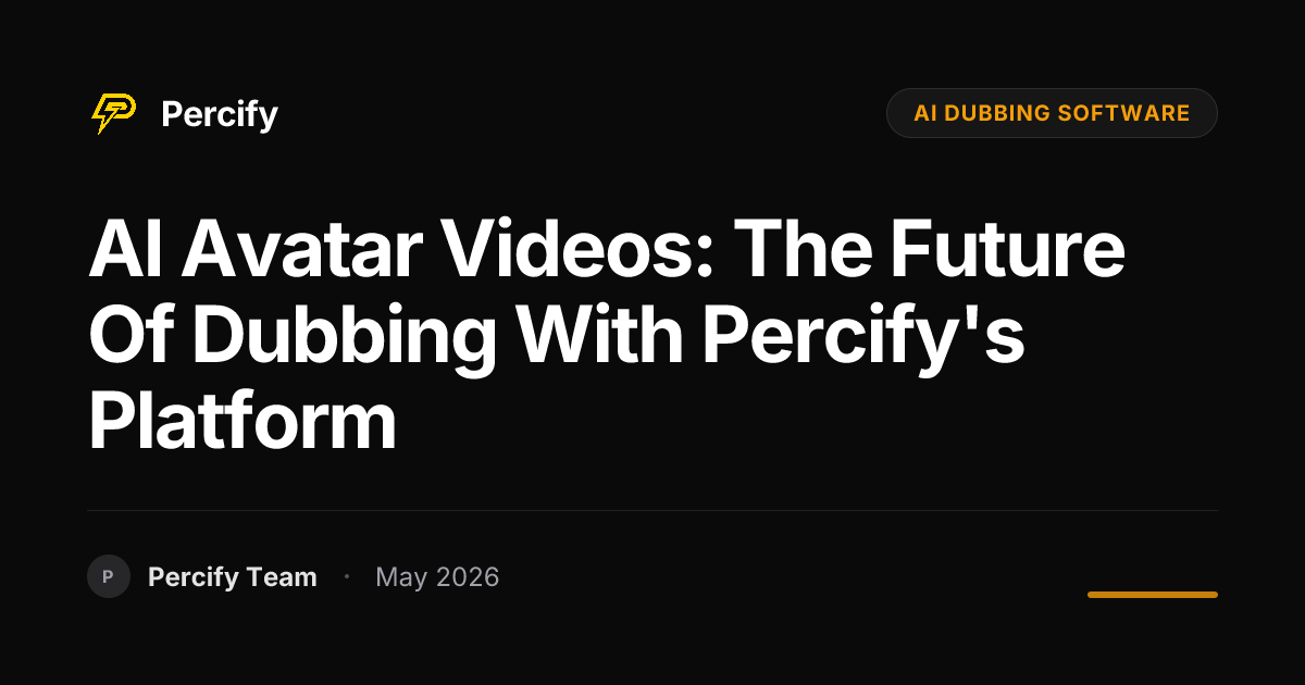 AI Avatar Videos: The Future of Dubbing with Percify's Platform - Percify AI Avatar Blog Cover