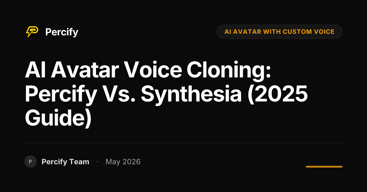 AI Avatar Voice Cloning: Percify vs. Synthesia (2025 Guide) - Percify AI Avatar Blog Cover