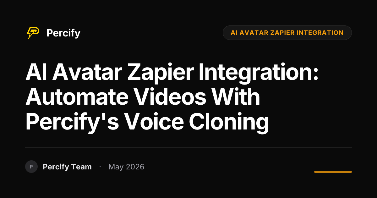 AI Avatar Zapier Integration: Automate Videos with Percify's Voice Cloning - Percify AI Avatar Blog Cover