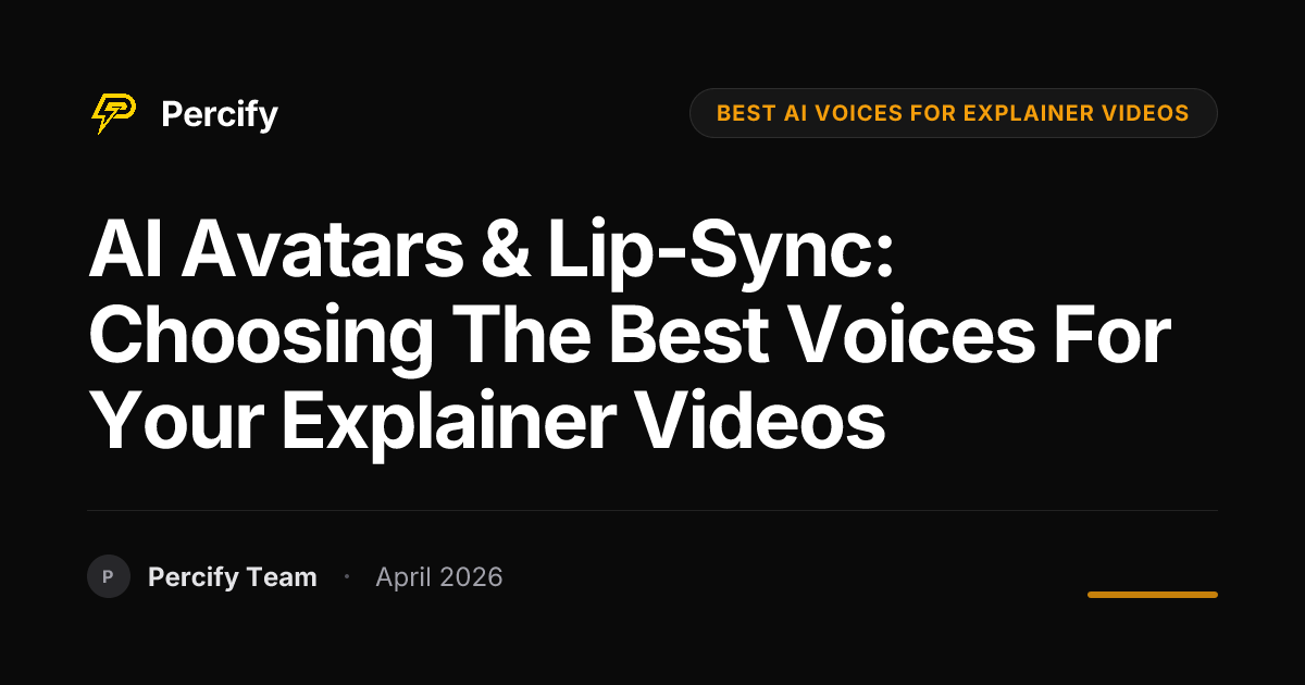 AI Avatars & Lip-Sync: Choosing the Best Voices for Your Explainer Videos - Percify AI Avatar Blog Cover