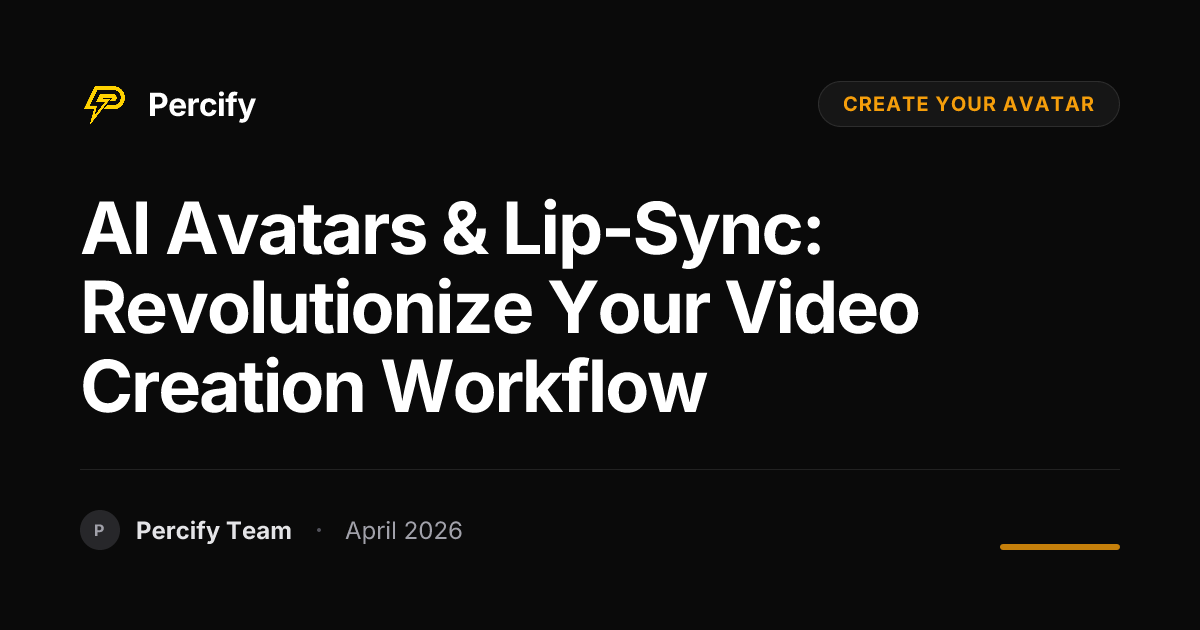 AI Avatars & Lip-Sync: Revolutionize Your Video Creation Workflow - Percify AI Avatar Blog Cover