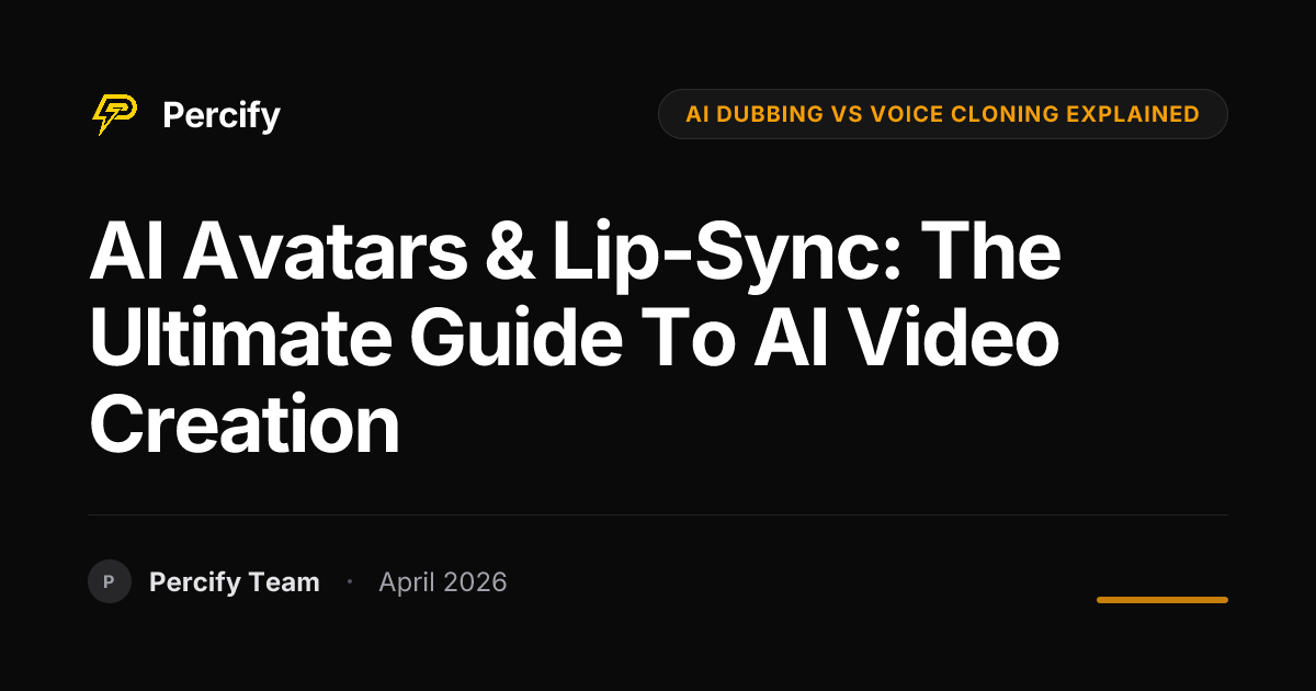 AI Avatars & Lip-Sync: The Ultimate Guide to AI Video Creation - Percify AI Avatar Blog Cover