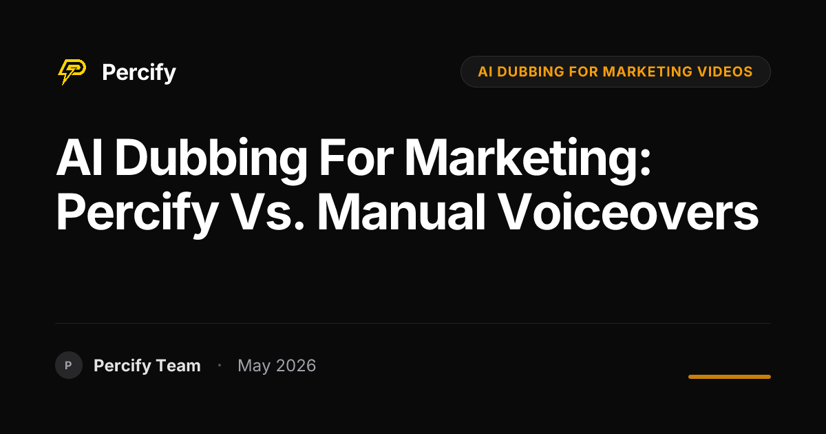 AI Dubbing for Marketing: Percify vs. Manual Voiceovers - Percify AI Avatar Blog Cover