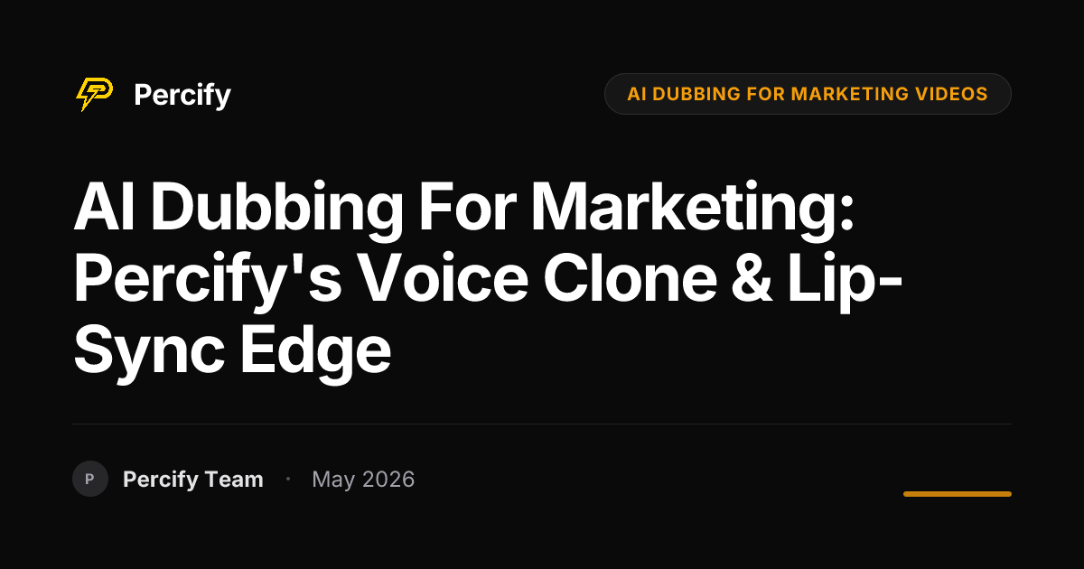 AI Dubbing for Marketing: Percify's Voice Clone & Lip-Sync Edge - Percify AI Avatar Blog Cover