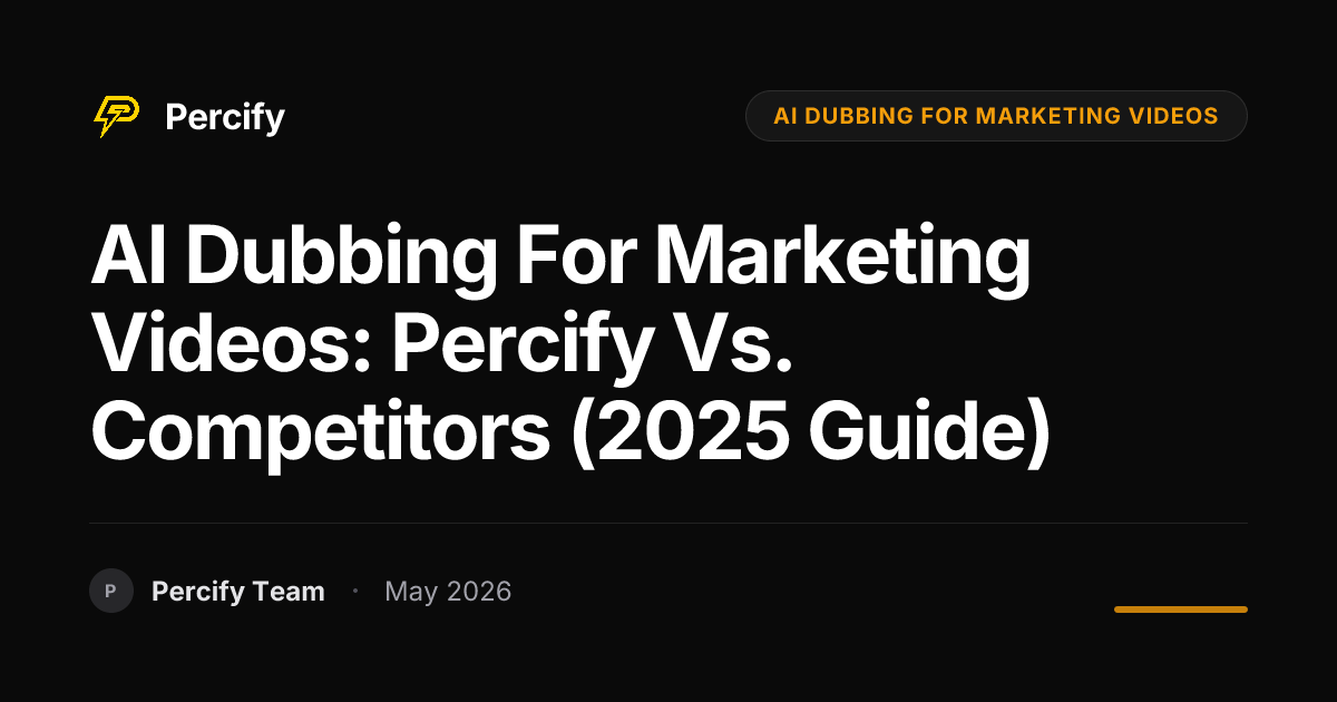 AI Dubbing for Marketing Videos: Percify vs. Competitors (2025 Guide) - Percify AI Avatar Blog Cover