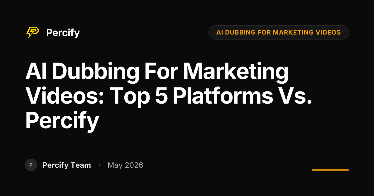 AI Dubbing for Marketing Videos: Top 5 Platforms vs. Percify - Percify AI Avatar Blog Cover
