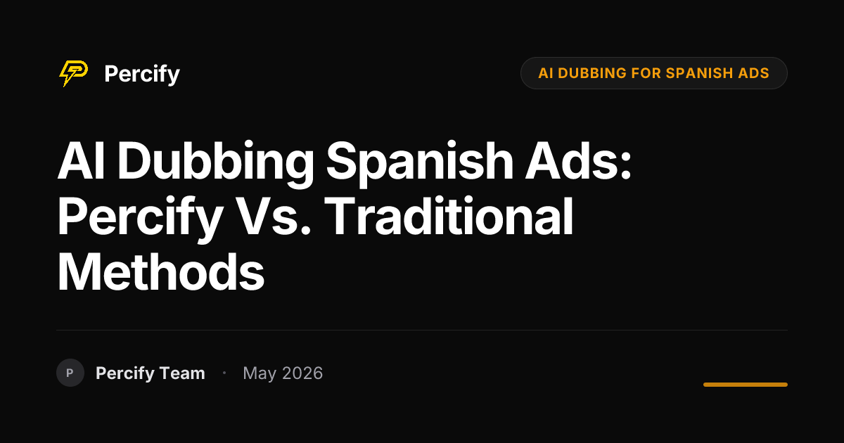 AI Dubbing Spanish Ads: Percify vs. Traditional Methods - Percify AI Avatar Blog Cover