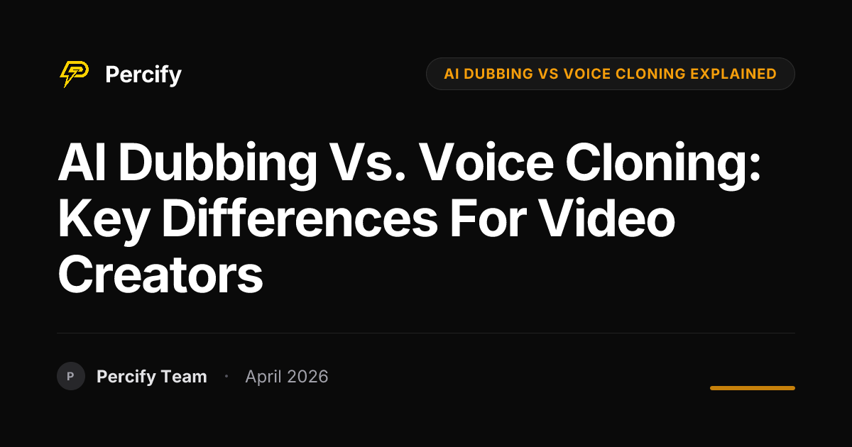 AI Dubbing vs. Voice Cloning: Key Differences for Video Creators - Percify AI Avatar Blog Cover