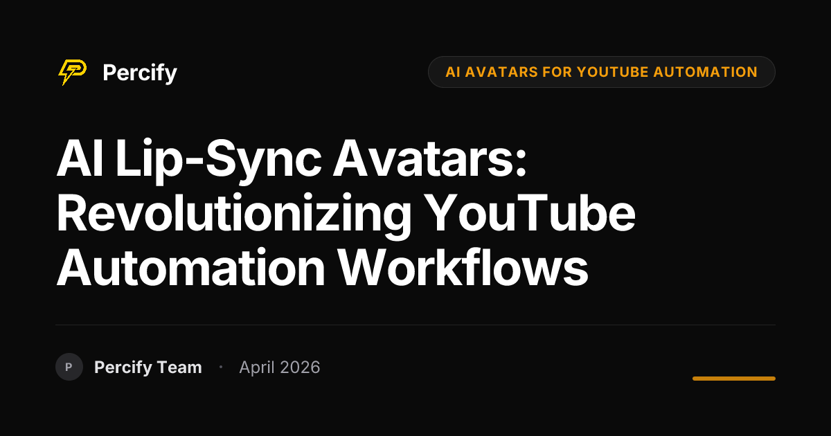 AI Lip-Sync Avatars: Revolutionizing YouTube Automation Workflows - Percify AI Avatar Blog Cover