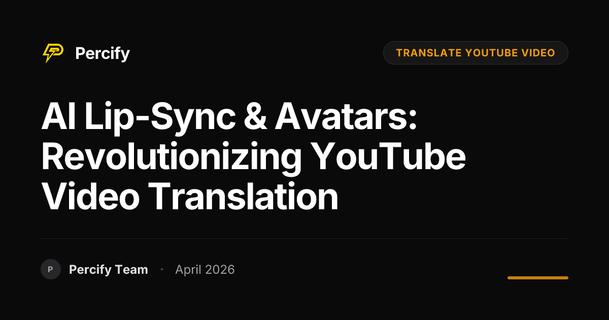 AI Lip-Sync & Avatars: Revolutionizing YouTube Video Translation - Percify AI Avatar Blog Cover