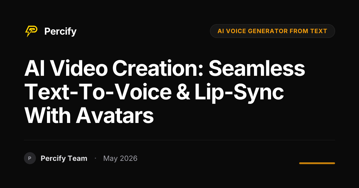 AI Video Creation: Seamless Text-to-Voice & Lip-Sync with Avatars - Percify AI Avatar Blog Cover