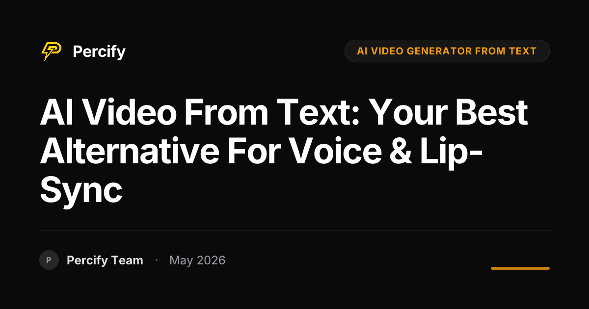 AI Video from Text: Your Best Alternative for Voice & Lip-Sync - Percify AI Avatar Blog Cover