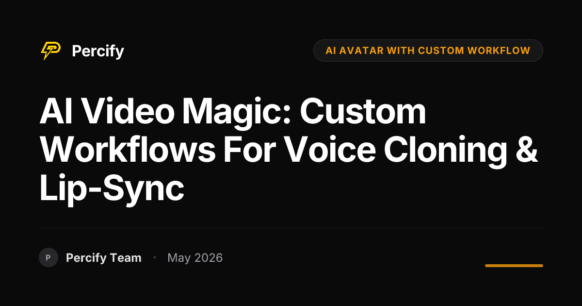 AI Video Magic: Custom Workflows for Voice Cloning & Lip-Sync - Percify AI Avatar Blog Cover