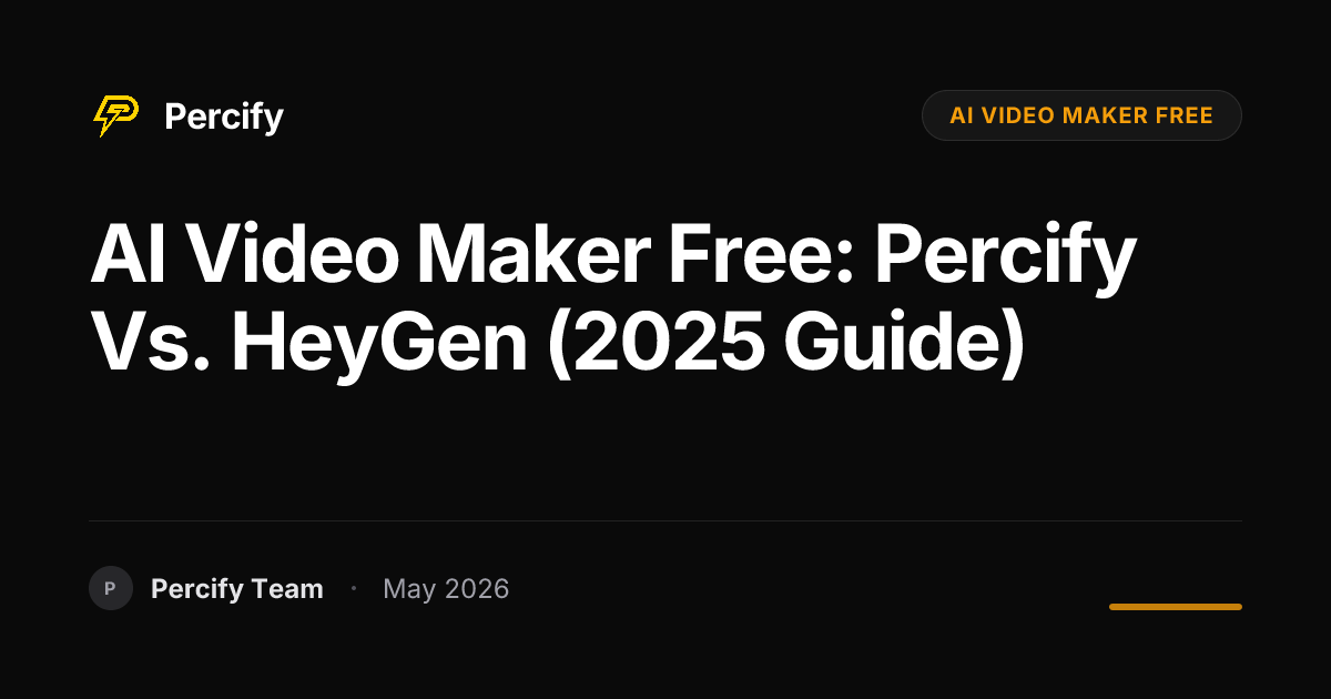 AI Video Maker Free: Percify vs. HeyGen (2025 Guide) - Percify AI Avatar Blog Cover