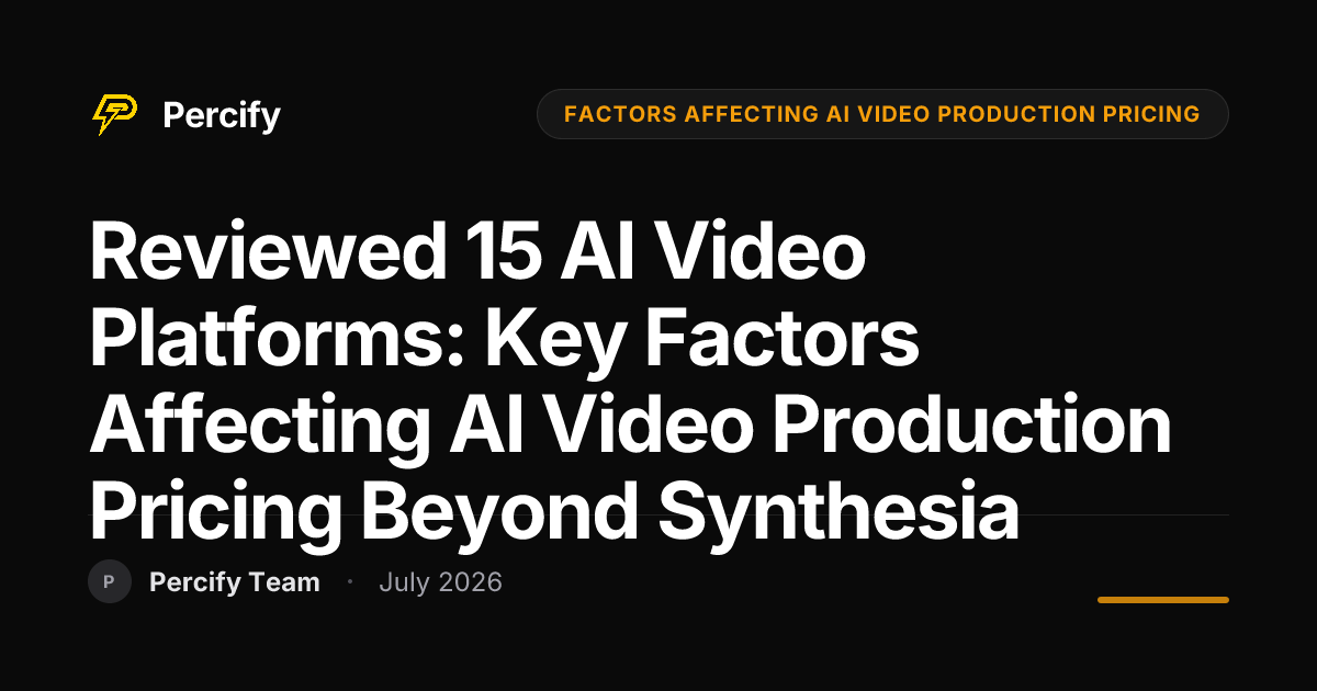 Reviewed 15 AI Video Platforms: Key Factors Affecting AI Video Production Pricing Beyond Synthesia - Percify AI Avatar Blog Cover