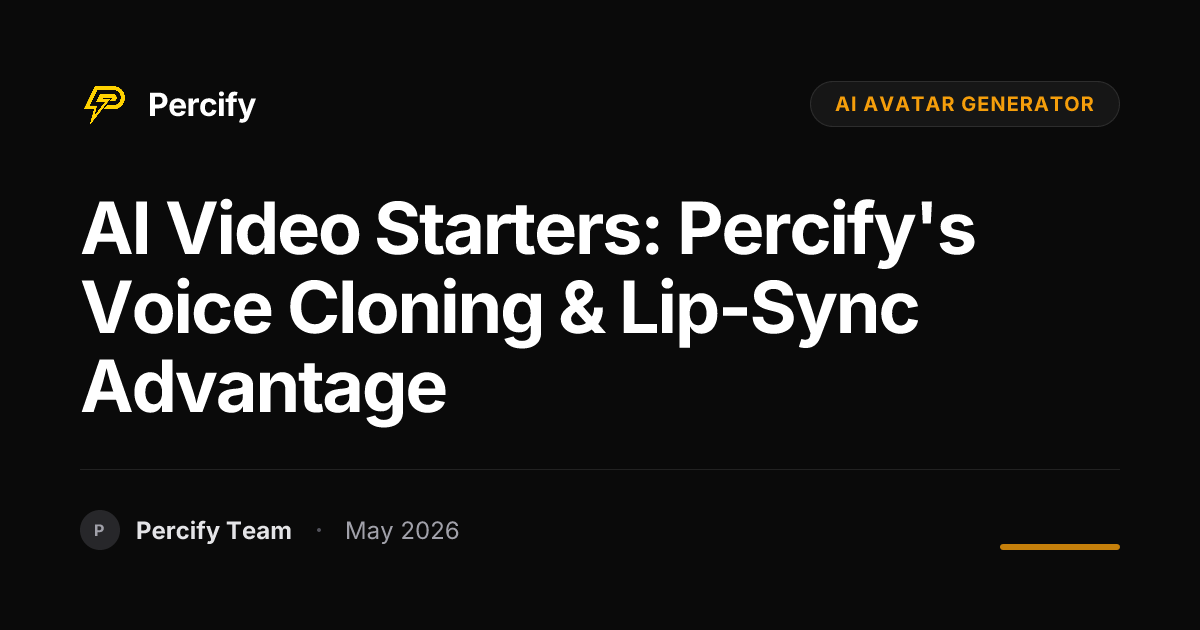 AI Video Starters: Percify's Voice Cloning & Lip-Sync Advantage - Percify AI Avatar Blog Cover