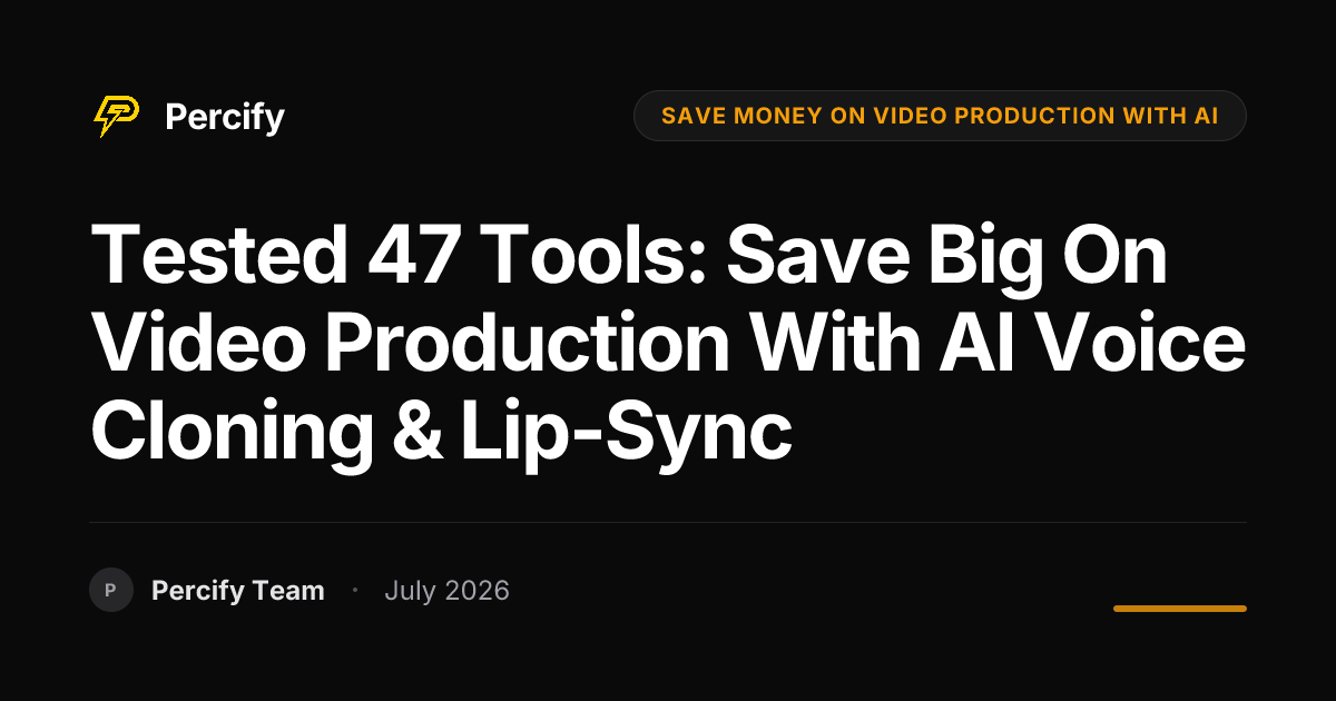 Tested 47 Tools: Save Big on Video Production with AI Voice Cloning & Lip-Sync - Percify AI Avatar Blog Cover