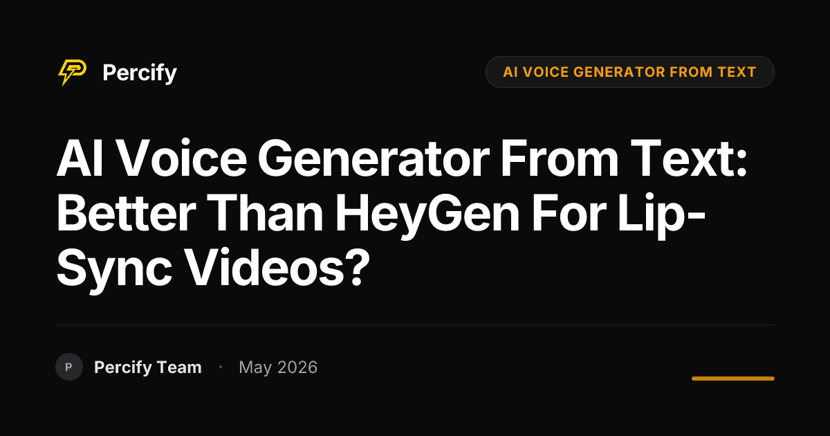 AI Voice Generator from Text: Better Than HeyGen for Lip-Sync Videos? - Percify AI Avatar Blog Cover