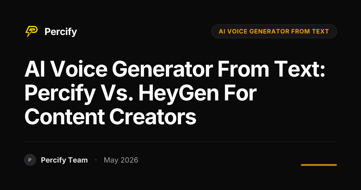 AI Voice Generator from Text: Percify vs. HeyGen for Content Creators - Percify AI Avatar Blog Cover
