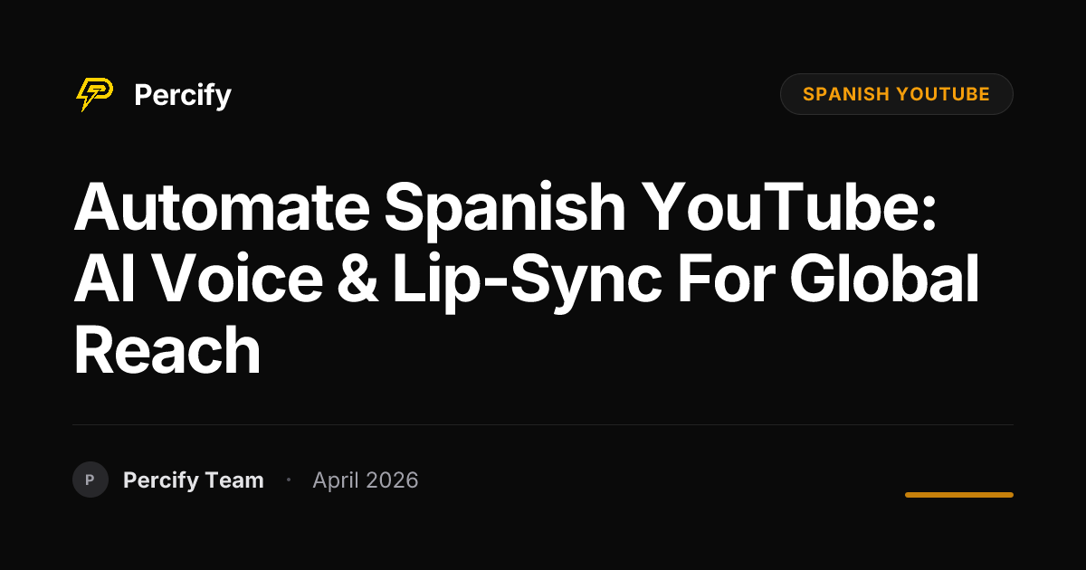 Automate Spanish YouTube: AI Voice & Lip-Sync for Global Reach - Percify AI Avatar Blog Cover