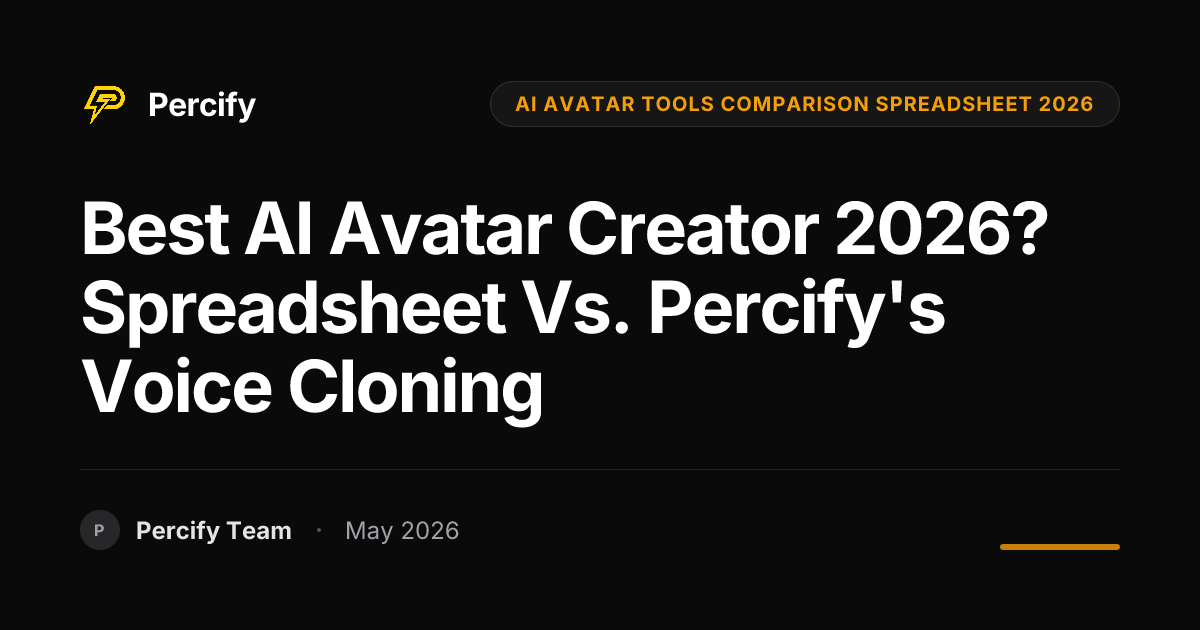 Best AI Avatar Creator 2026? Spreadsheet vs. Percify's Voice Cloning - Percify AI Avatar Blog Cover