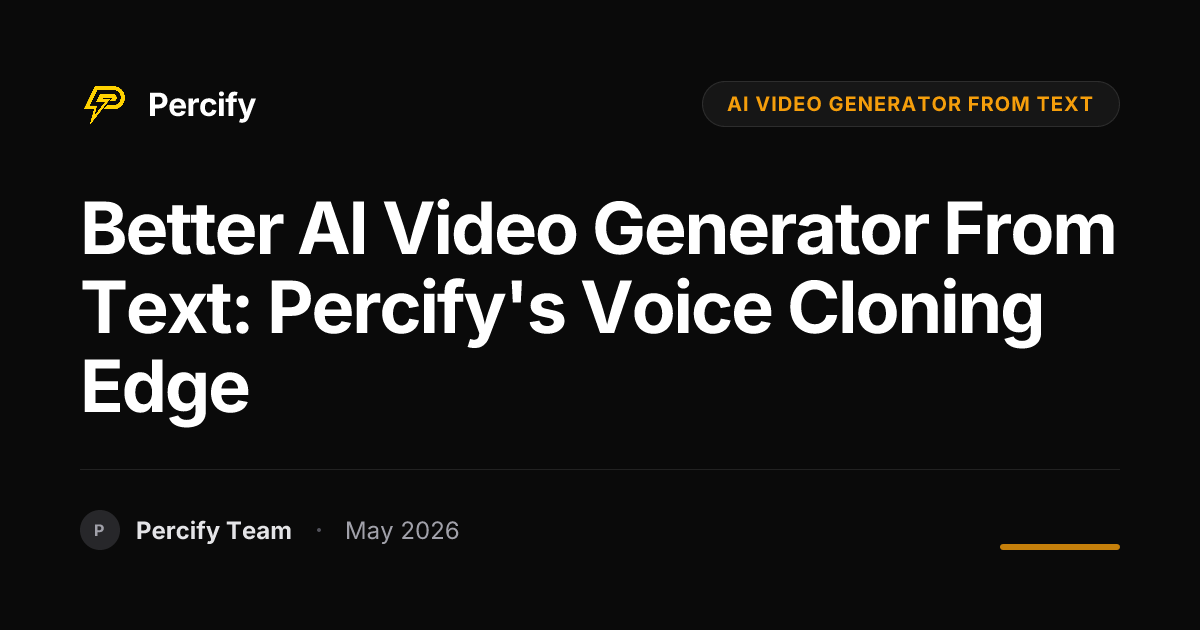 Better AI Video Generator from Text: Percify's Voice Cloning Edge - Percify AI Avatar Blog Cover