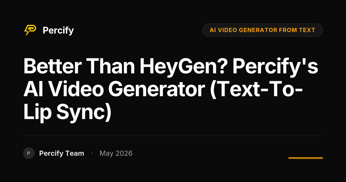 Better than HeyGen? Percify's AI Video Generator (Text-to-Lip Sync) - Percify AI Avatar Blog Cover