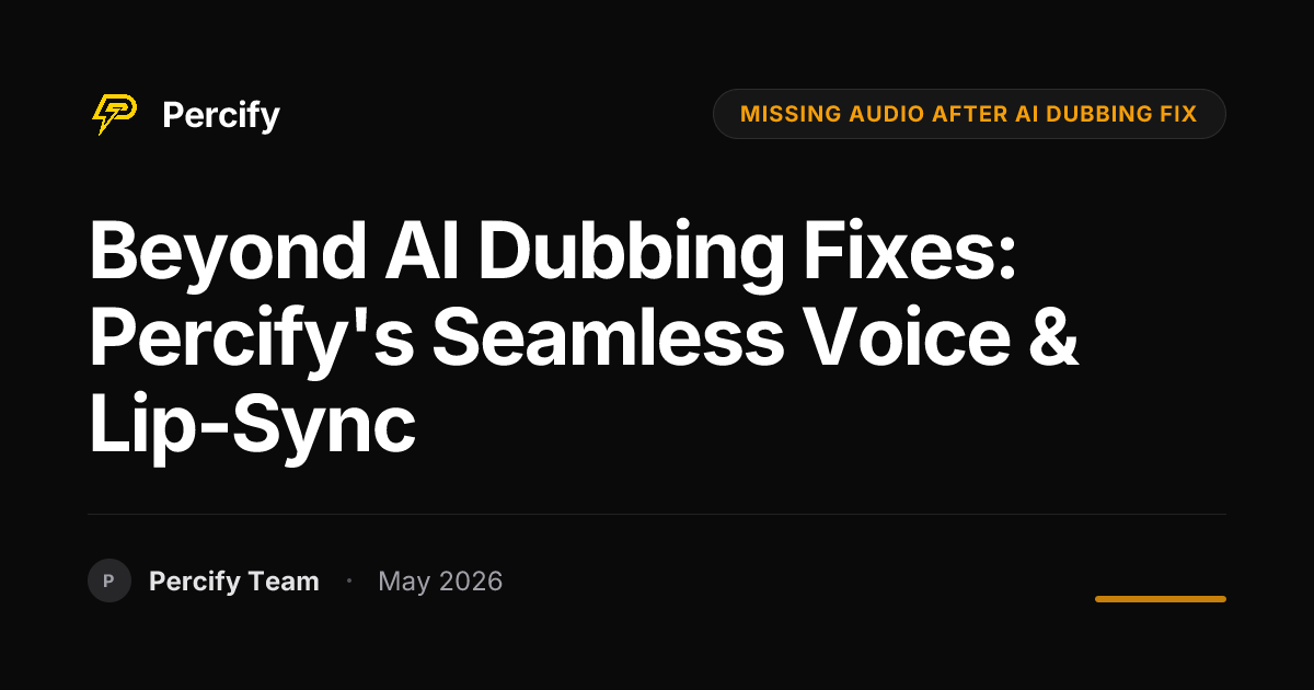 Beyond AI Dubbing Fixes: Percify's Seamless Voice & Lip-Sync - Percify AI Avatar Blog Cover